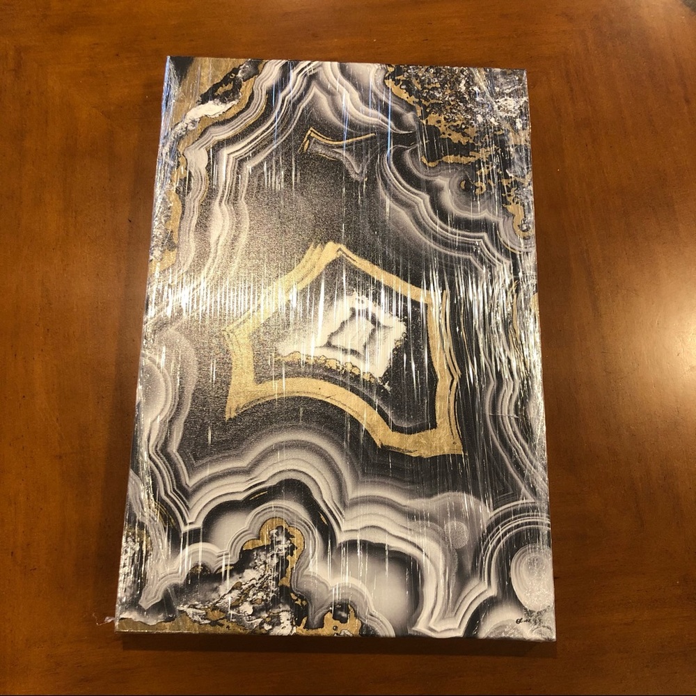 NEW Oliver Gal 16x24 AdoreGeo Abstract Wall Art Print Black Gray Gold Metallic - Picture 4 of 7